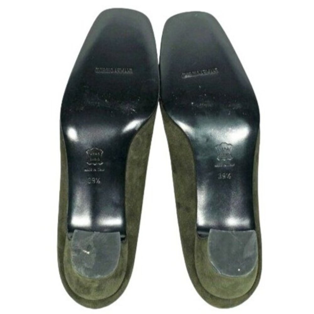 NEW Giorgio Armani Womens 9M Italian Dark Green Suede Leather Dress Shoe Heel - Picture 2 of 11